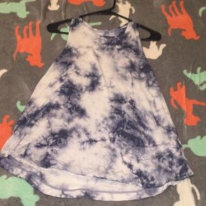 Juniors blue and white marble tank top